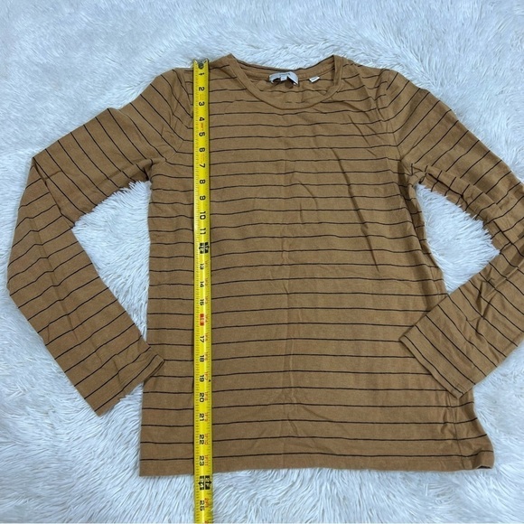 Vince Mustard Yellow & Black Pinstripe Long Sleeve Crew Neck Top large - Picture 4 of 9